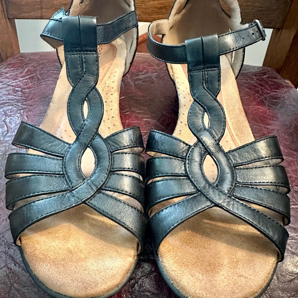 Rockport Black Sandals with Adjustable Ankle Straps